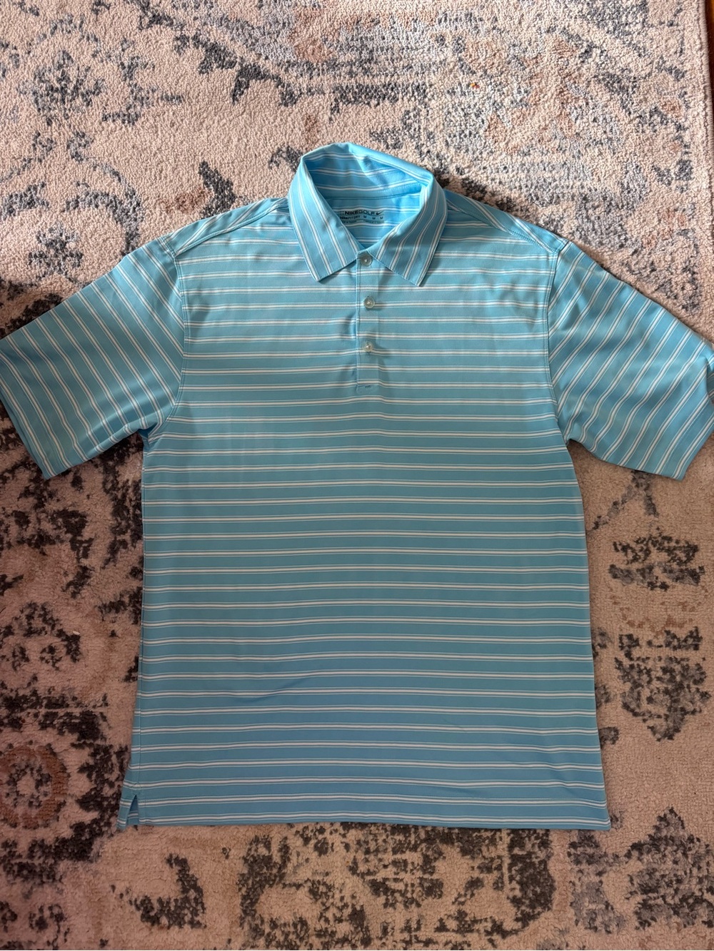 Like new! Nike golf Men's Blue Striped golf Polo Nike fit dry size Medium
